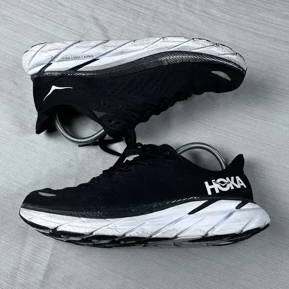 Hoka One One Clifton 8 Women’s Size 9 Black Gym Running Shoes 1119394 BWHT - Picture 1 of 7